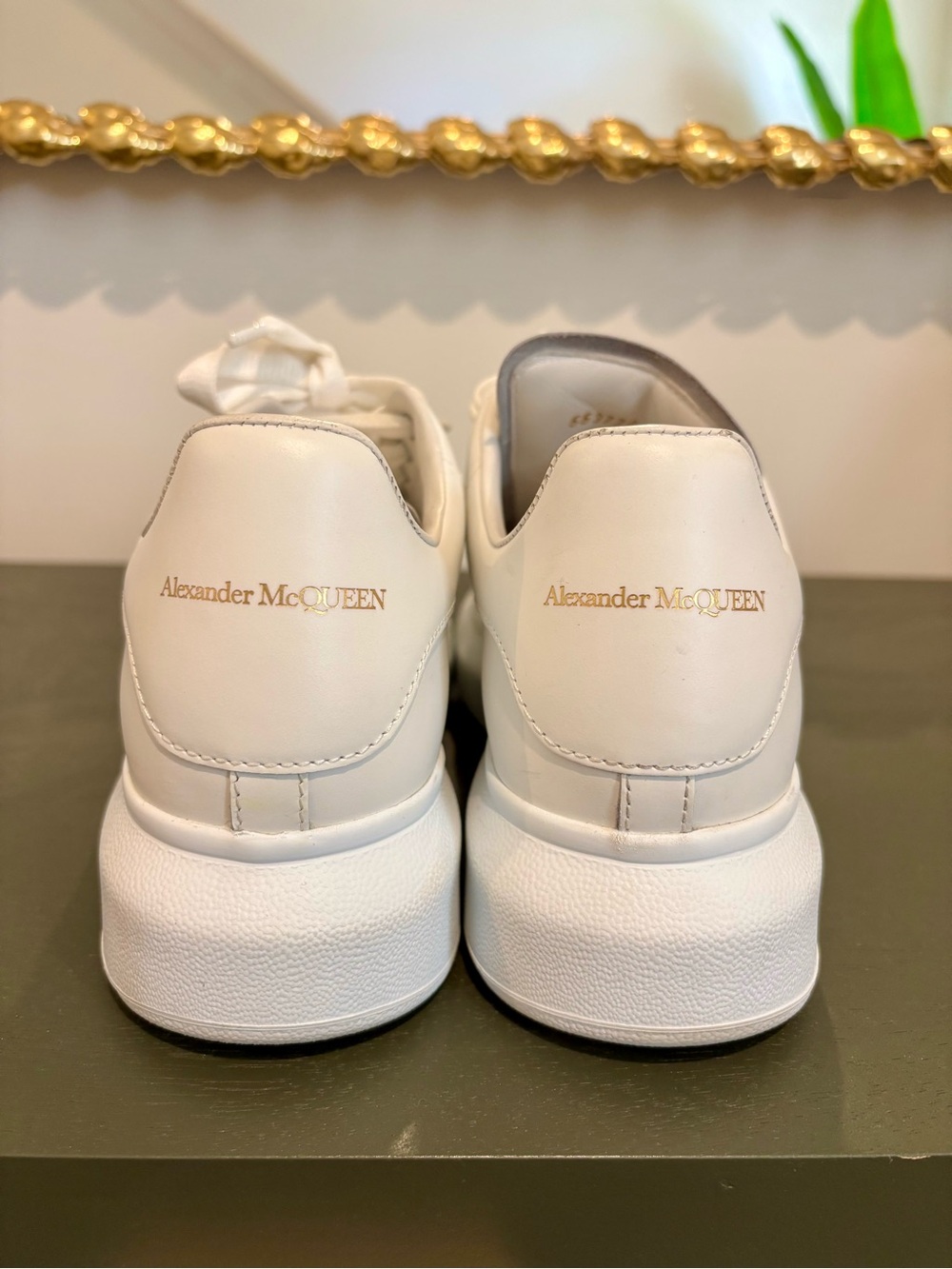 Alexander McQueen Cream-White Chunky Leather Sneakers - Picture 2 of 9